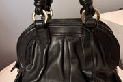 Vintage Bally black pebbled leather top handle bag