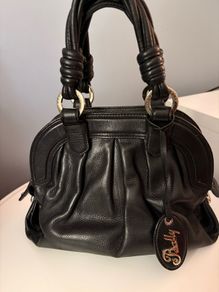 Vintage Bally black pebbled leather top handle bag
