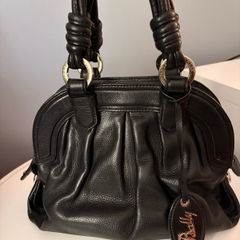Vintage Bally black pebbled leather top handle bag