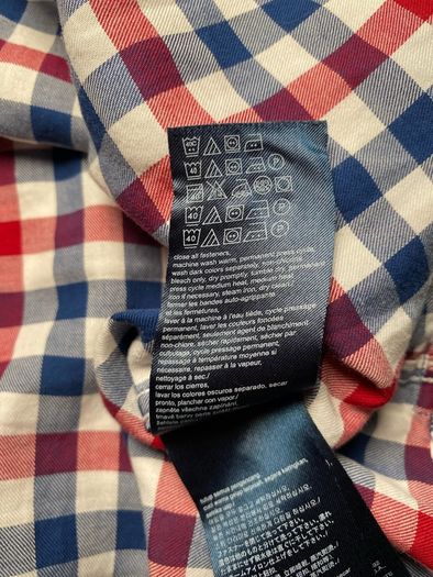 Tommy Hilfiger New York Fit Mens Red/Blue/White Check Long Sleeve Shirt Medium