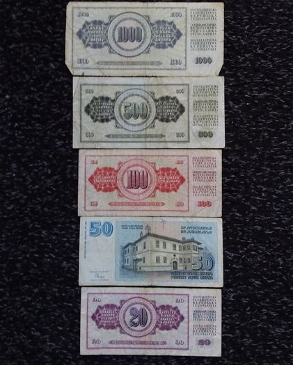 Jugoslavia / Yugoslavia Banknotes (5) - 1970s  - 90s