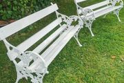 2 garden benches with heavy victorian cast iron ends