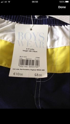 Boys BNWT shorts 6/9 mths