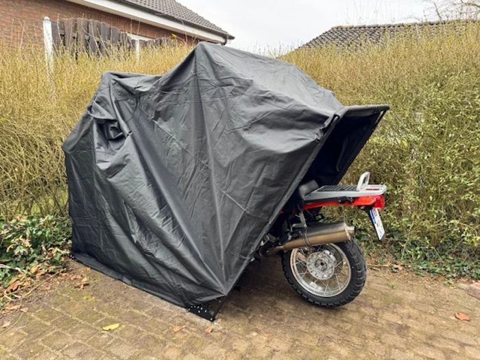 Outdoor Motorcycle Shelter Tent with Oxford Fabric Cover, 2 Windows