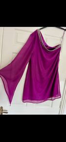 Top - Purple Silk and Chiffon Size 12 off shoulder BNWT