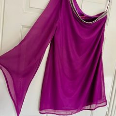 Top - Purple Silk and Chiffon Size 12 off shoulder BNWT