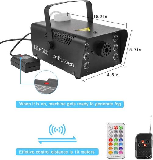 Smoke Machine,softeen Fog Machine with 6 Led Lights and 2 Wireless Remotes,Adjustable Colors and Lighting Modes,Supports Separate or Combination Operation of Fog and Lights,For Halloween, Christmas