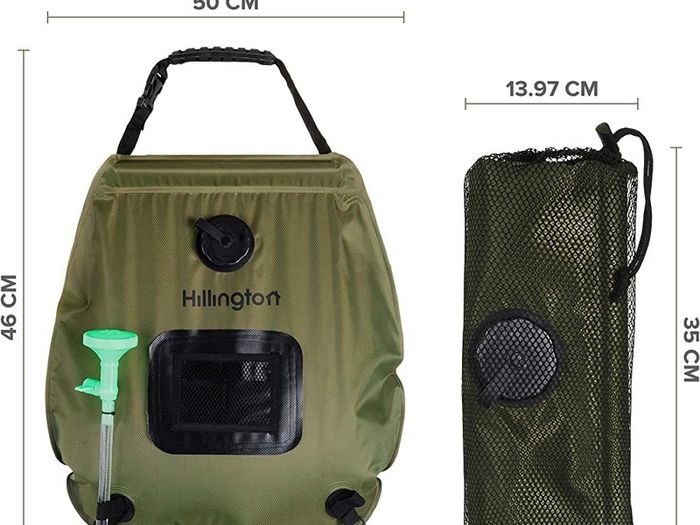 Premium 20L Solar Heating Camping Shower Water Bag For Hot Water With Temperature Thermometer 45 Degrees C Removable Hose On/Off Head For Camping Hiking Bathing Summer Garden Shower 5 Gallons