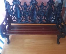 Antique collecters Garden / house ornament Classic Miniature Gothic cast iron doll bench