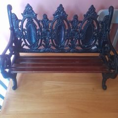 Miniature cast iron garden bench