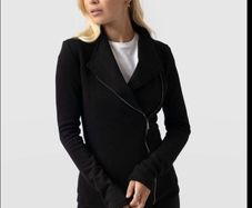 Saint + Sofia Black Cotton Biker Jacket