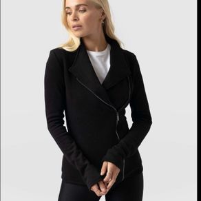 Saint + Sofia Black Cotton Biker Jacket