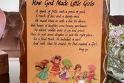Vintage Wooden How God Made Little Girls Wall Plaque 1970s