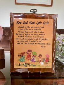 Vintage Wooden How God Made Little Girls Wall Plaque 1970s