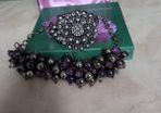 Purple Poppy Pearl Style & Stone Necklace & Bracelet Set.  New.