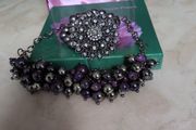 Purple Poppy Pearl Style &amp; Stone Necklace &amp; Bracelet Set. Costume  Jewellery.New.