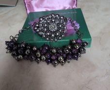 Purple Poppy Pearl Style & Stone Necklace & Bracelet Set. Costume  Jewellery.New.