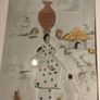 Framed picture pencil sketch and cut coloured figures called Women and signed Image 5