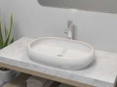 Bathroom Basin with Mixer Tap Ceramic Oval White