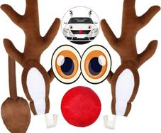 Car Reindeer Antlers and Nose, New Christmas Car Decorations Plush Rudolph Costume Kit for Xmas, Reindeer Antlers for Car with Eyes, Ears and Tail (FREE POSTAGE)