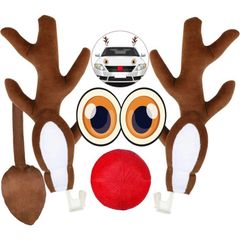 Car Reindeer Antlers and Nose, New Christmas Car Decorations Plush Rudolph Costume Kit for Xmas, Reindeer Antlers for Car with Eyes, Ears and Tail (FREE POSTAGE)