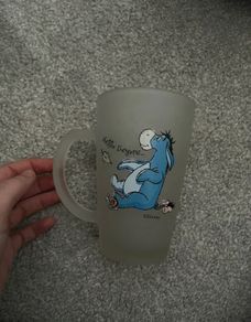 Vintage Eeyore Frosted Glass Mug Winnie the Pooh 1990s 2000s Collectible