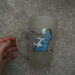 Vintage Eeyore Frosted Glass Mug Winnie the Pooh 1990s 2000s Collectible