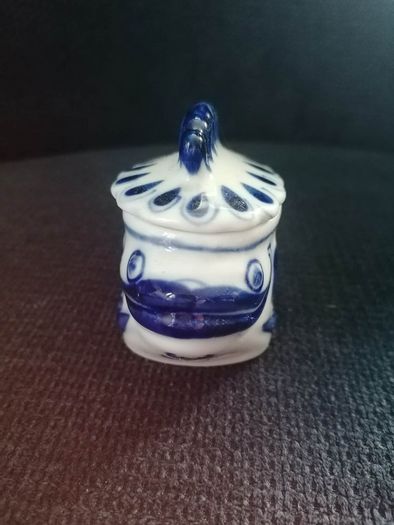 Gzhel Handmade Fish Candy Dish or Trinket Box