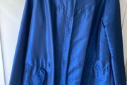 Metallic blue adjustable parka coat with hood size 10