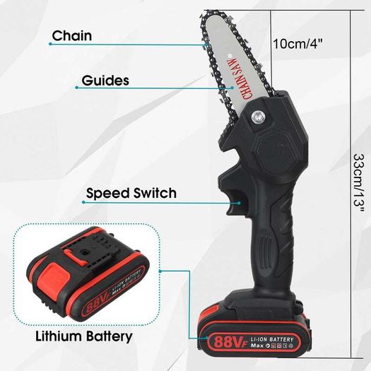 BRAND NEW 1080W Mini Electric Saw Chain Saw With 1/2 Battery Rechargeable