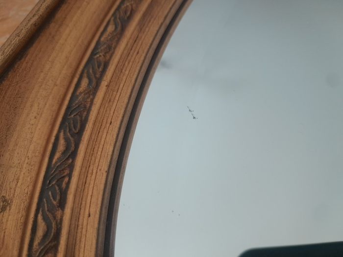 Vintage Ornate Gold Gilt Wood Oval Mirror. Bevelled Glass. 50cm x 60cm