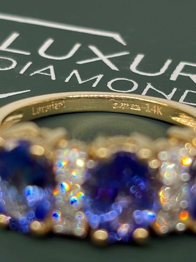 Gold 14K (585) Yellow Gold AAA Tanzanite & Lab Grown Diamond