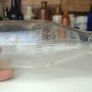 502 - Vintage Clear Glass Cork Top Collectible Decorative Lee Strand Creamery Milk Bottle Image 2
