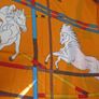Stylish Ladies Large Orange Scarf Kerchief Wrap Shawl with White Horse Print Image 3