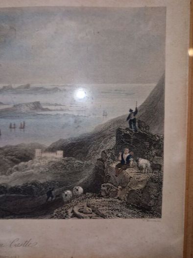 Antique engraving of Clifden Castle framed