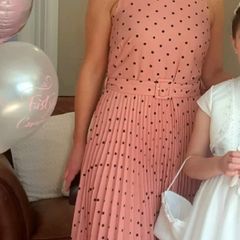 closet  dusty pink black polka dot midi dress