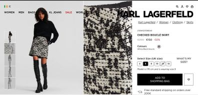 KARL LAGERFIELD navy/blue/white wool mix skirt Sz 6US (Fit 8-10UK) - Rrp 299 (New)