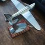 Art Deco style polished vintage aluminum airplane desk model, Image 4