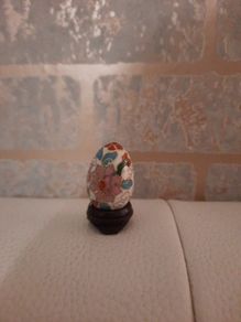 mini cloisonne egg and stand