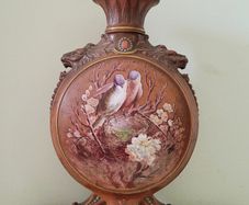 19th century handpainted terracotta moon vase