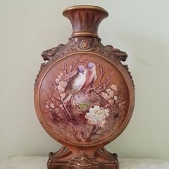 19th century handpainted terracotta moon vase