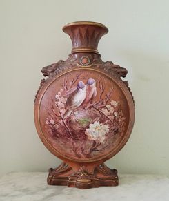 19th century handpainted terracotta moon vase