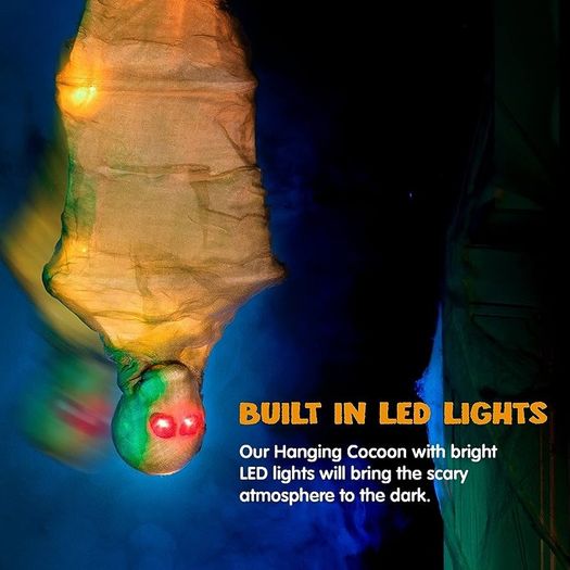 47inch Halloween Decorations Light Up Hanging Cocoon Corpse for Halloween Indoor and Outdoor Decorations