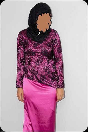 long sleeve Black and Purple lace dress Gown