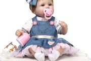 Reborn Dolls Girl 22inch 55cm Realistic Handmade Soft Silicone Lifelike Blue Eyes Newborn Toy Doll That Look Real Reborn Baby Dolls Vinyl Birthday Gift (FREE POSTAGE)