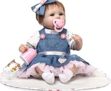 Reborn Dolls Girl 22inch 55cm Realistic Handmade Soft Silicone Lifelike Blue Eyes Newborn Toy Doll That Look Real Reborn Baby Dolls Vinyl Birthday Gift (FREE POSTAGE)