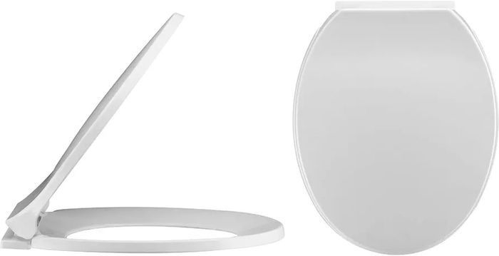 Essentials Compact Bathroom Round Back to Wall WC Toilet Pan with Soft Closing Seat - 515mm Deep