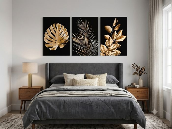 3 framed printed canvas 45x65cm