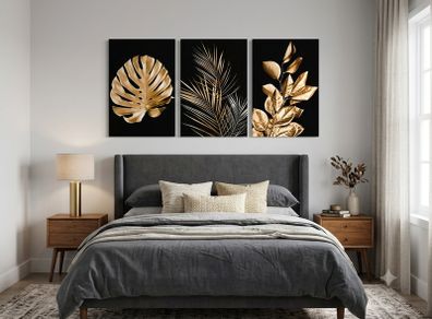 3 framed printed canvas 45x65cm