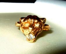 Vintage Hallmarked 9ct Gold Gemset 'Panther' Ring